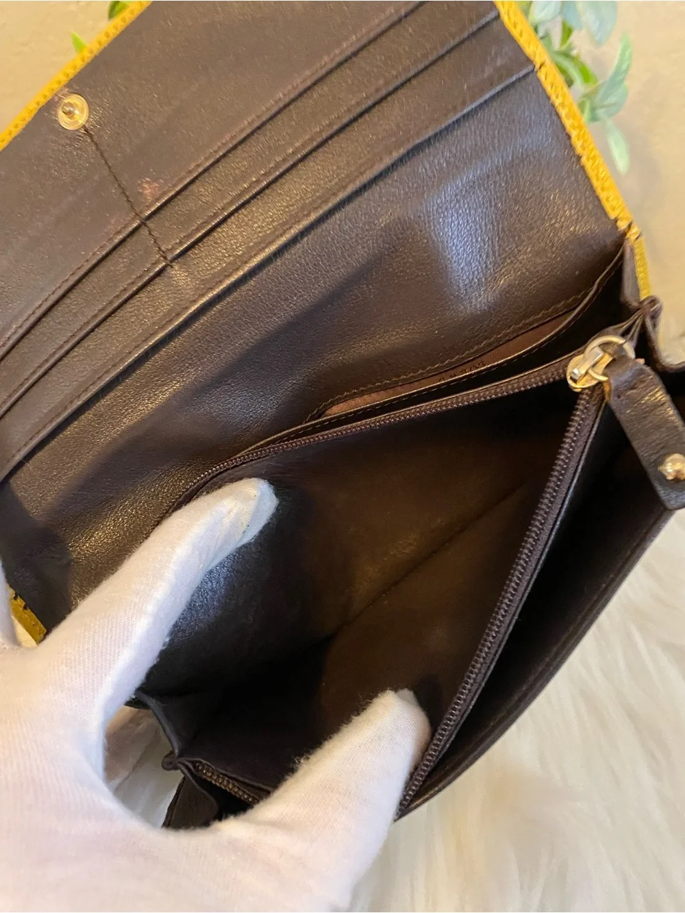 Loewe Yellow Leather Long Snap Wallet